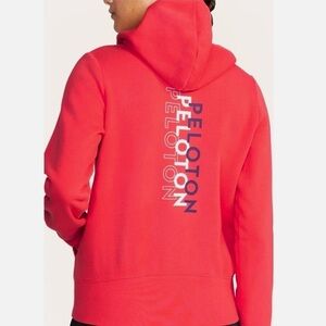 Peloton Full Zip Hoodie Coral Red Peloton Stamp Repeat XXL Fleece Interior
